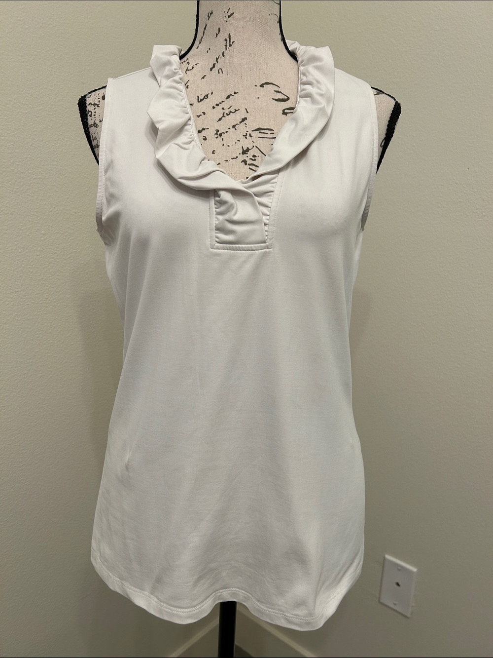 J.McLaughlin Ruffle Neck Top in White